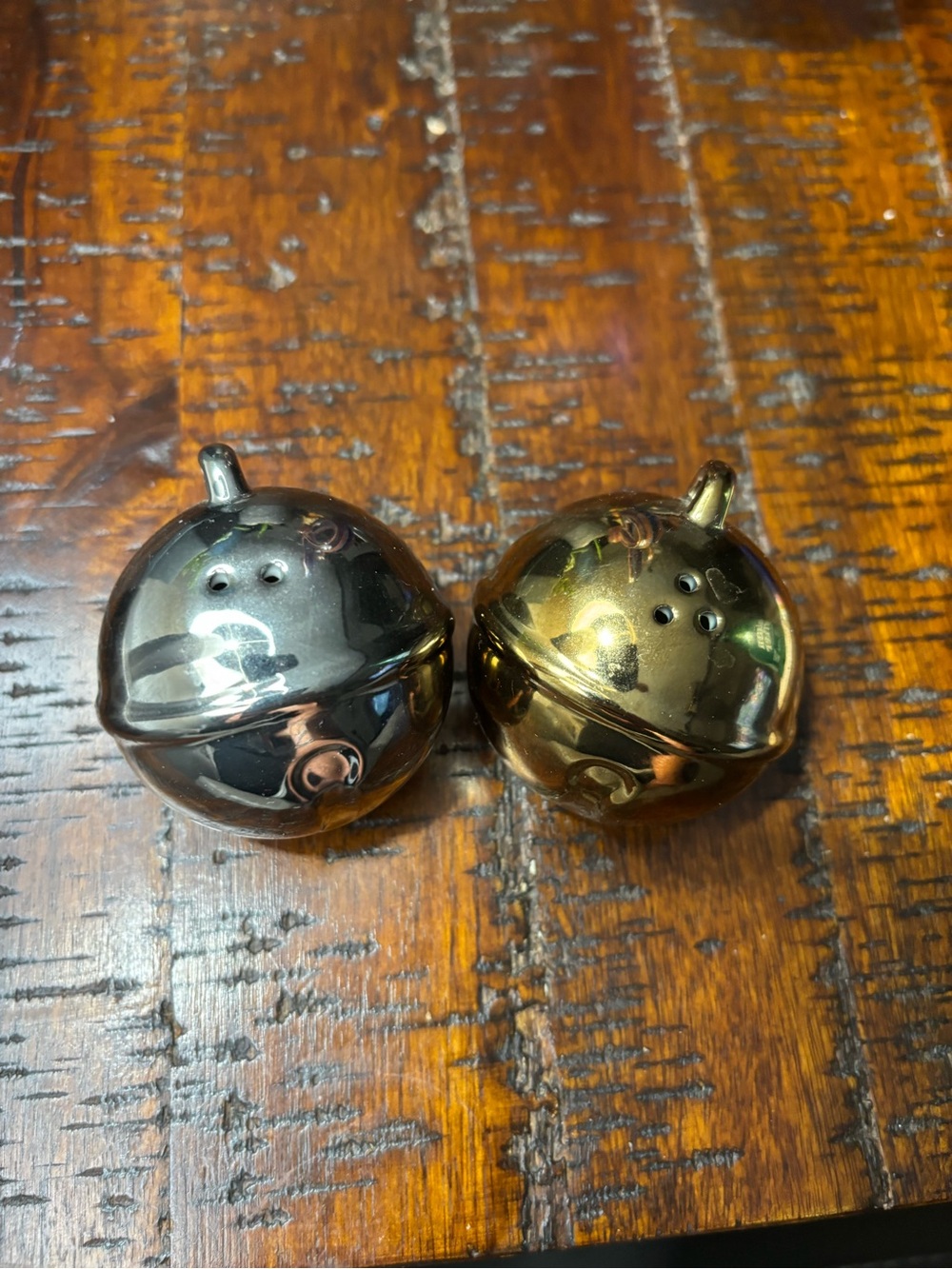 Metallic Gold and Silver Bell-Shaped Salt and Pepper Shakers - Home Accents